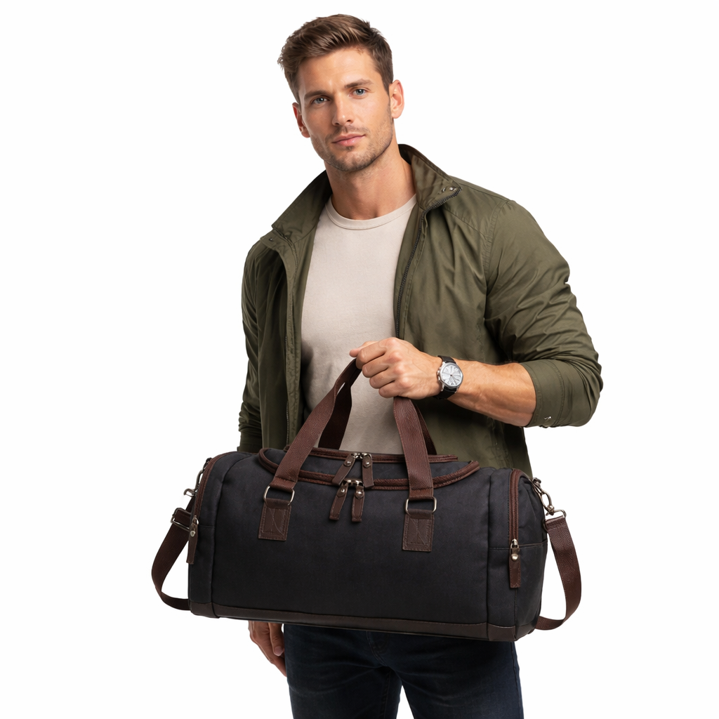Stor Duffelbag i Skinnlook – Reise- og Treningsbag med Stor Kapasitet