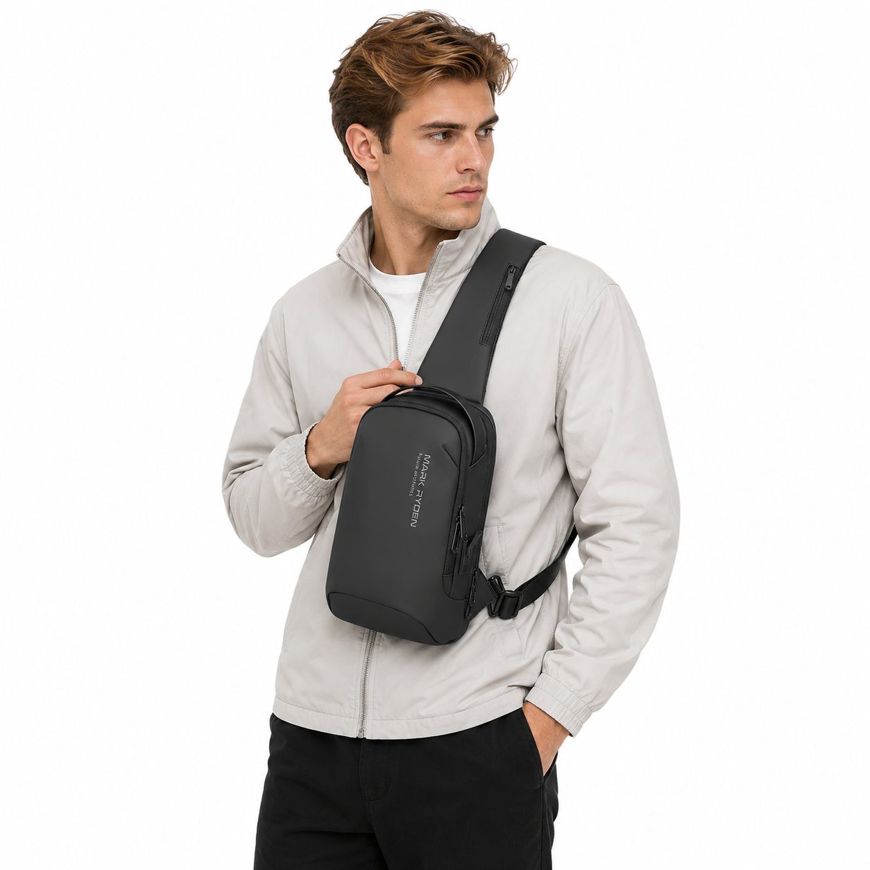 Sports Crossbody Veske til Herre – Vannavvisende Sling Bag med USB-port