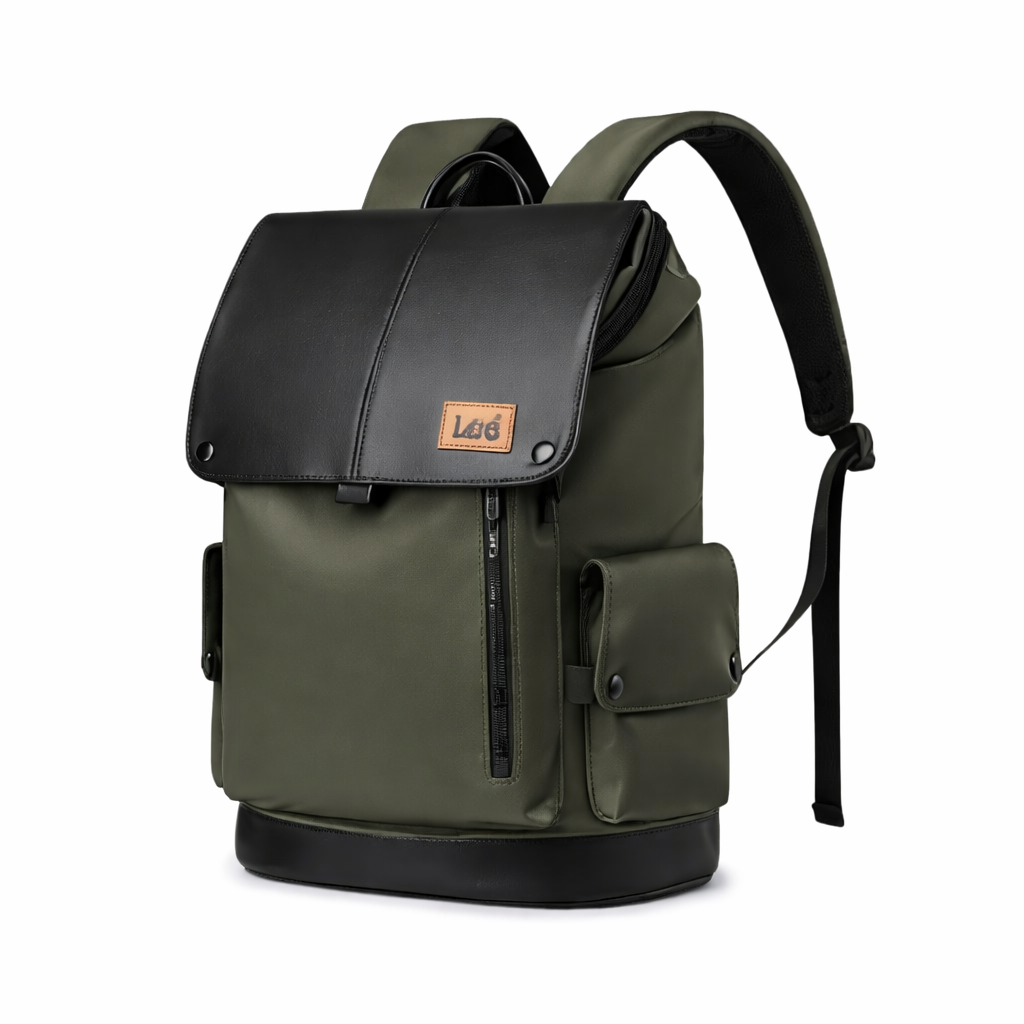 Stilig Flip-Top Ryggsekk i Skinnlook – Stor Kapasitet til Laptop, Jobb, Skole og Reise