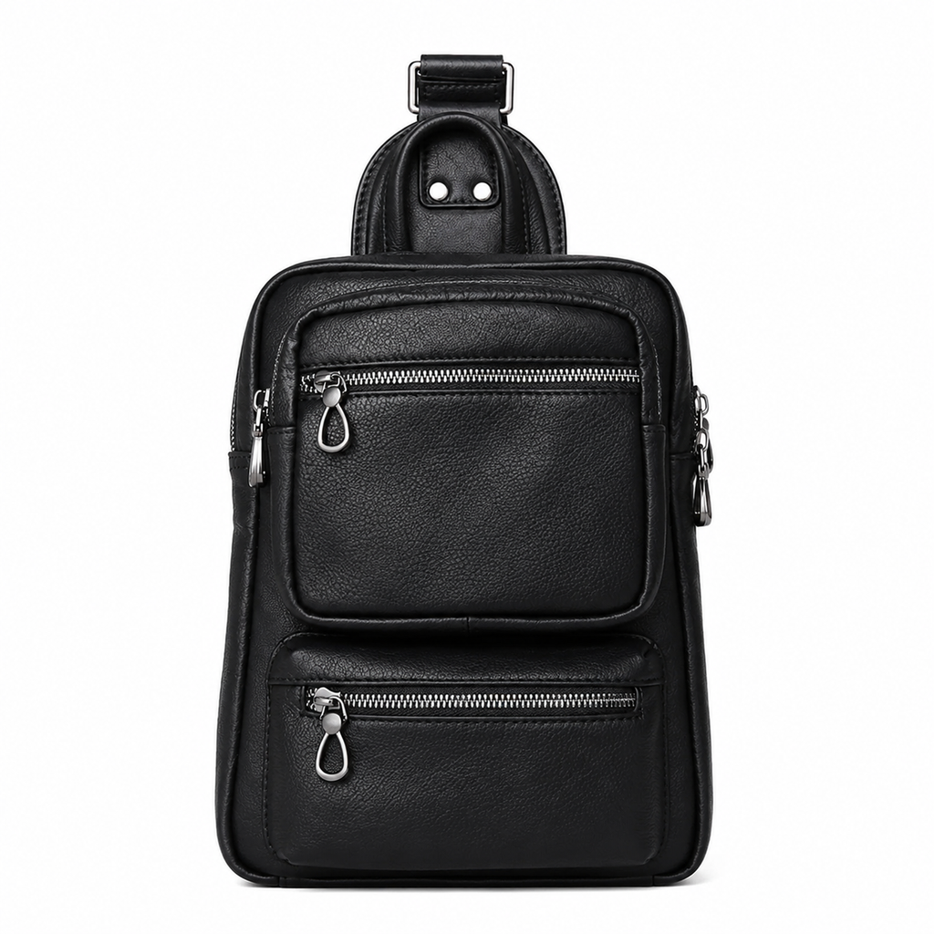 Brystveske i Fullnarvet Ekte Kuskinn for Herre – Stor Crossbody Veske til 10" iPad