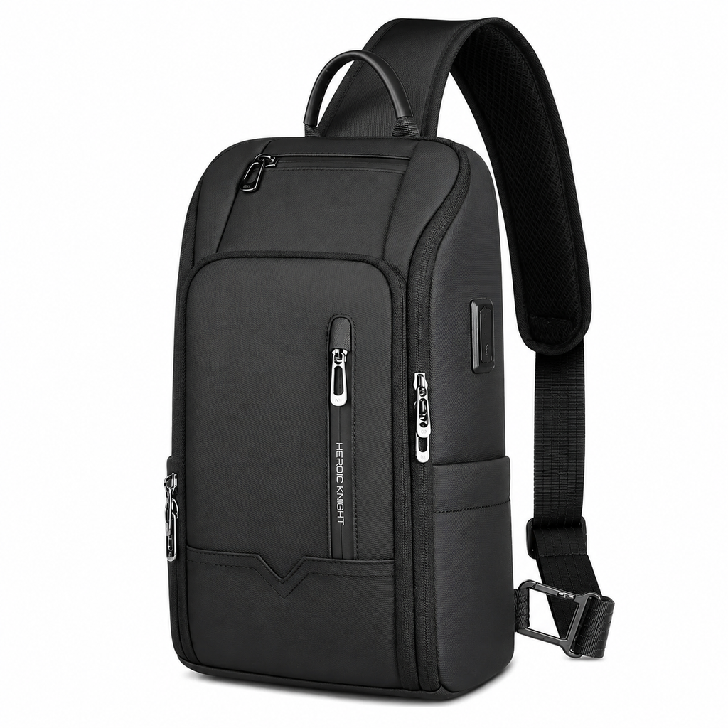 Crossbody Brystveske med USB-Ladeport – Vannavvisende Multifunksjonsveske for Herre