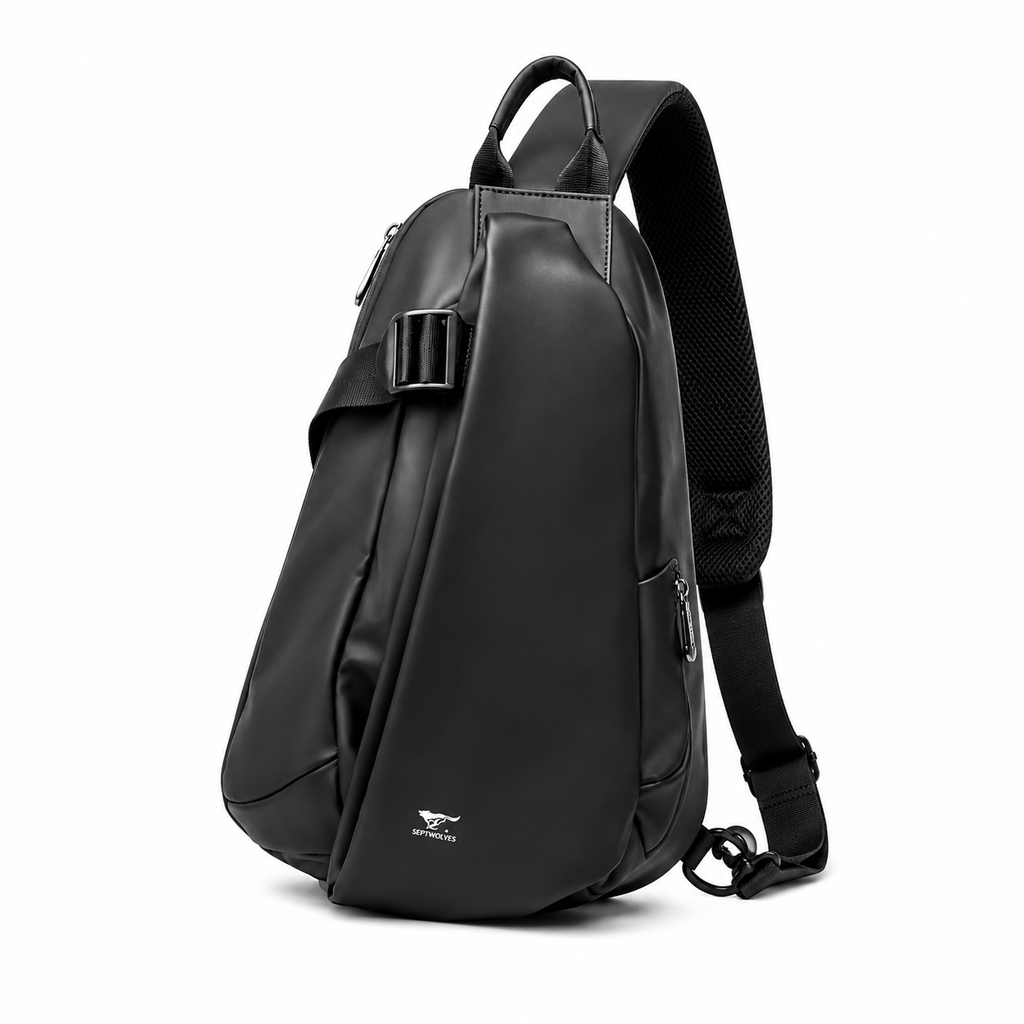 Skulderveske i Ekte Skinn for Herre – Vannavvisende Crossbody med Racketlomme