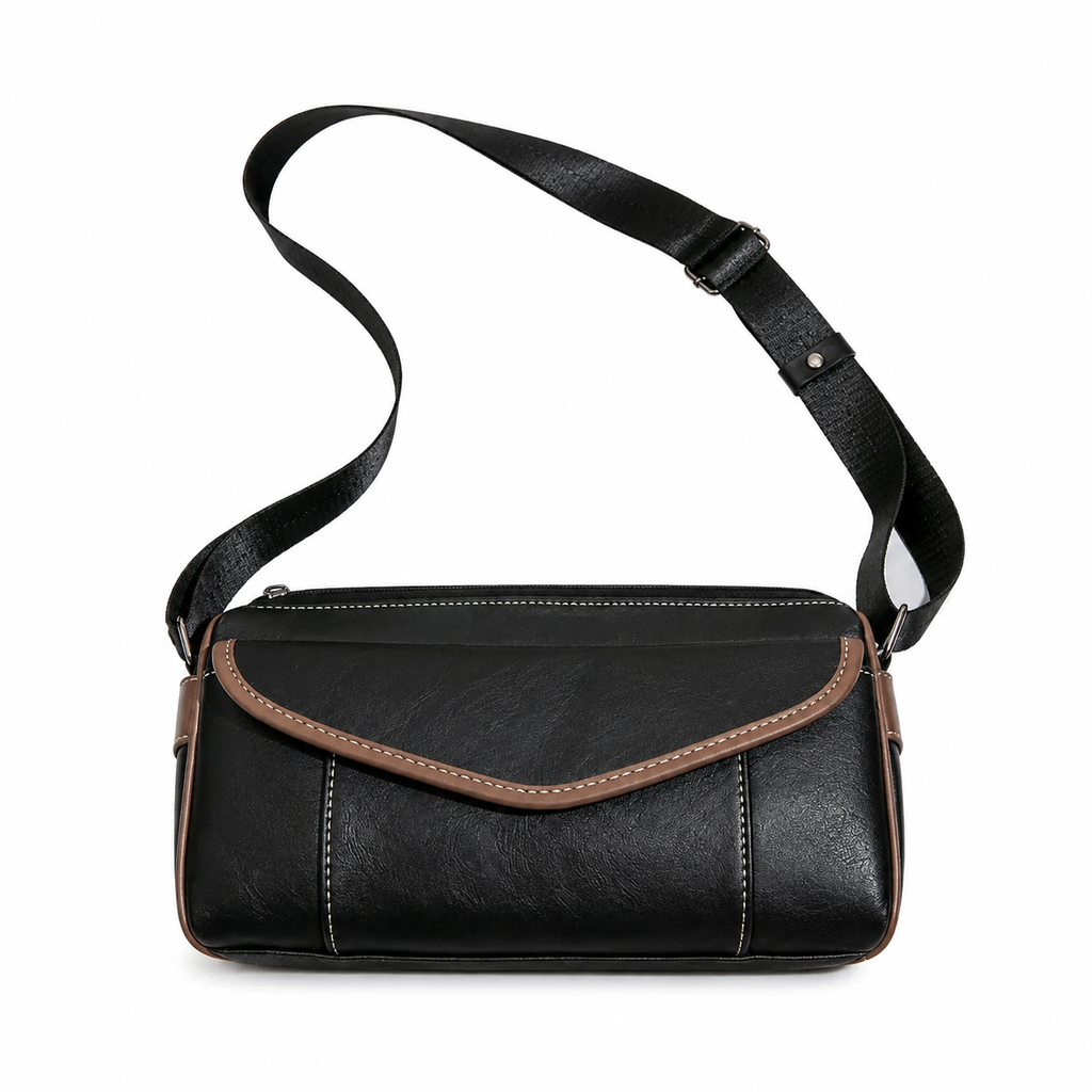 Retro Crossbody-veske for Herre – Skulderveske i Mykt PU-skinn med Klaff