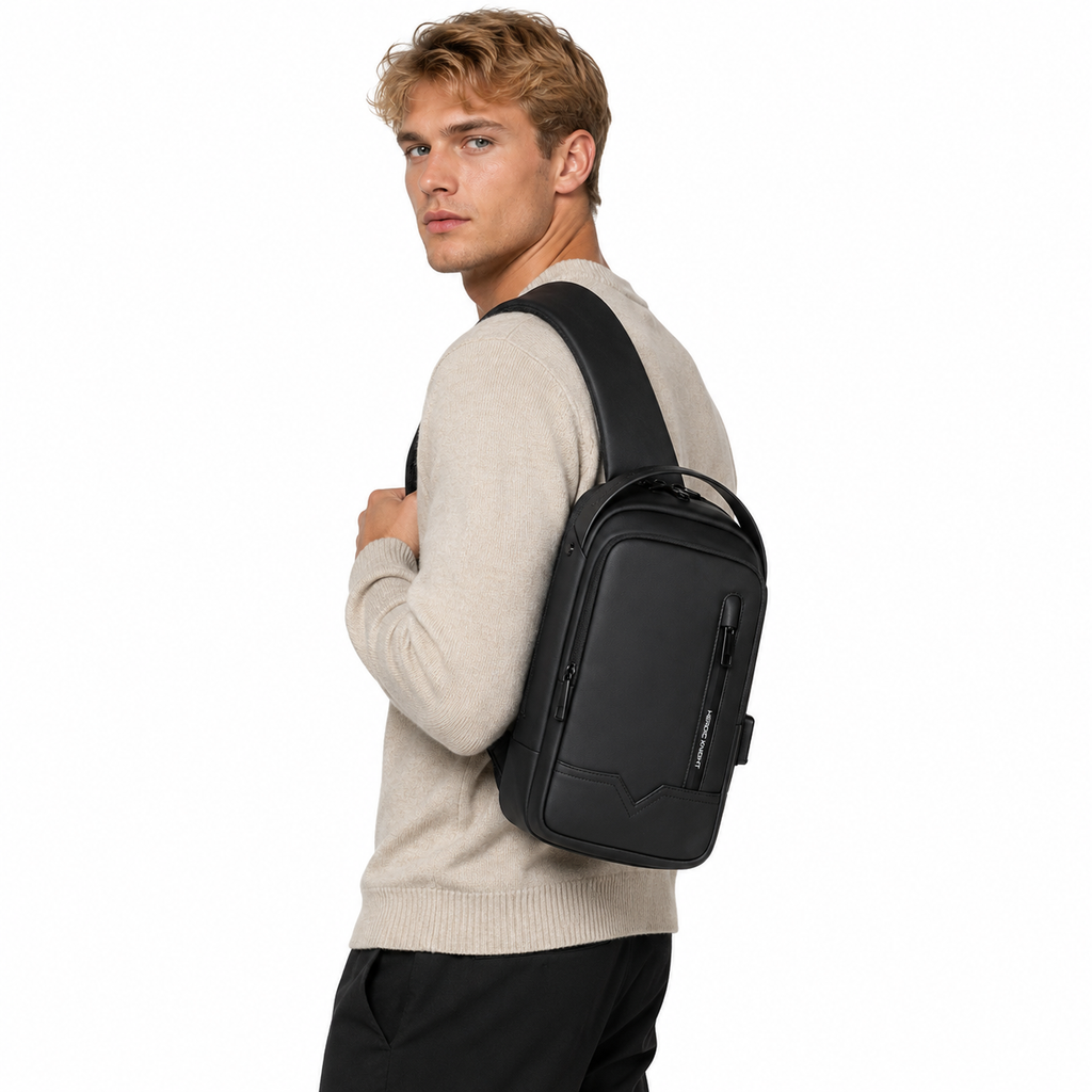 Crossbody Veske til Herre – Vanntett Skulderveske med USB-port
