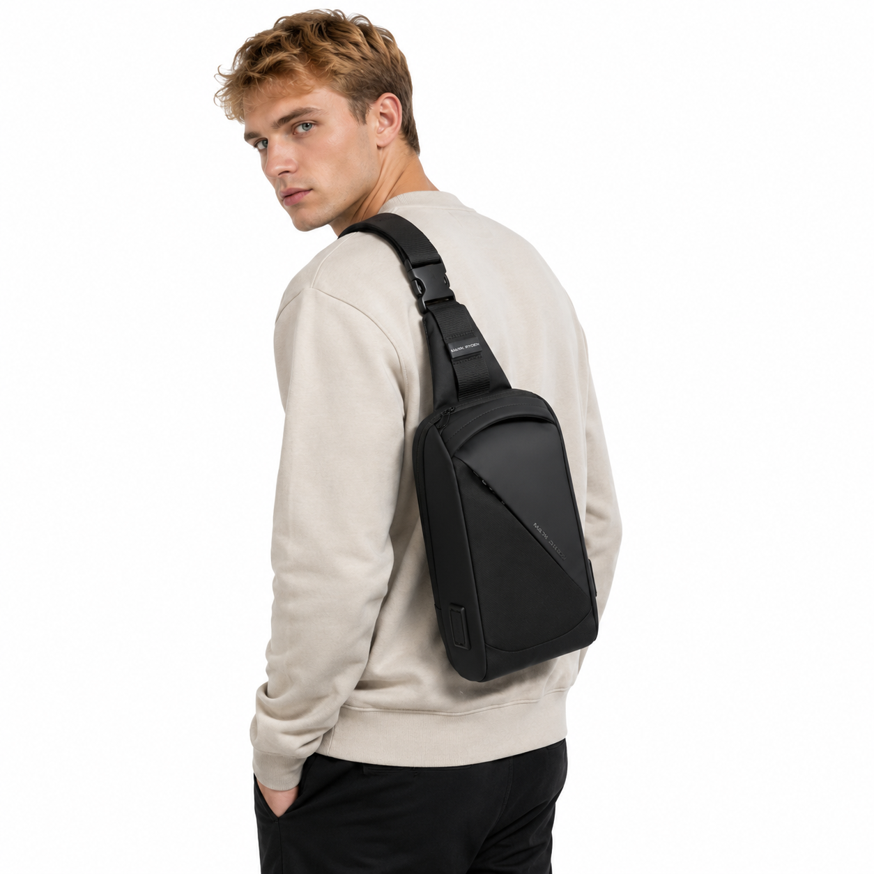 Brystveske til Herre – Crossbody Veske med USB-port for Reise og Fritid