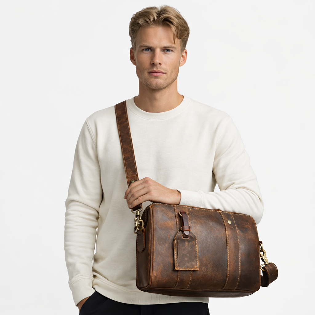 Herreveske i Ekte Kuskinn – Enkel Skulderveske og Crossbody Bag til Hverdag og Helg