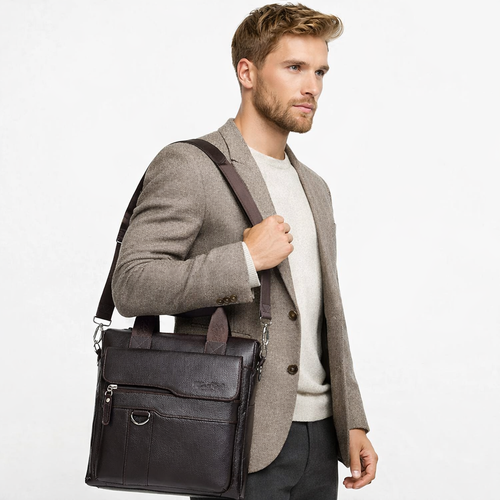Eksklusiv Herreveske i Ekte Skinn – Business Skulderveske, Messenger Bag og Dokumentmappe