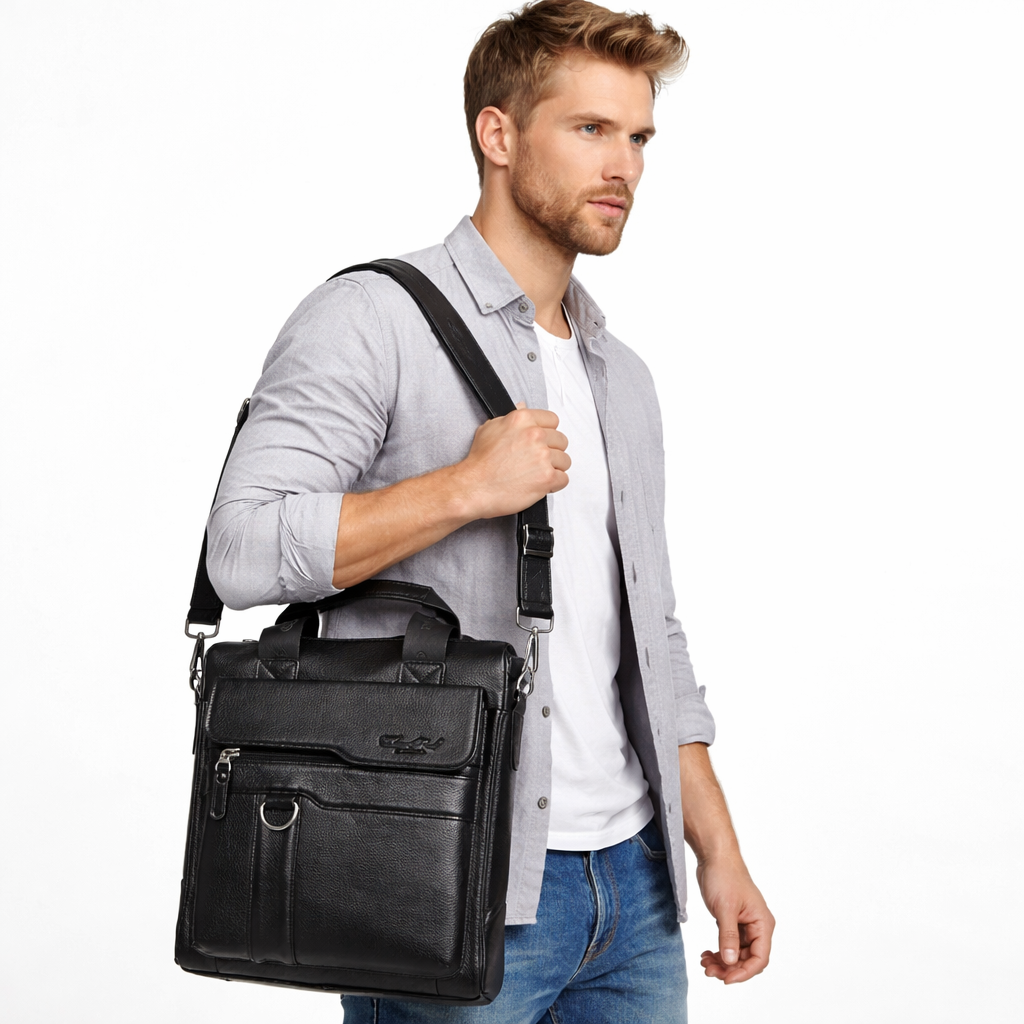 Eksklusiv Herreveske i Ekte Skinn – Business Skulderveske, Messenger Bag og Dokumentmappe