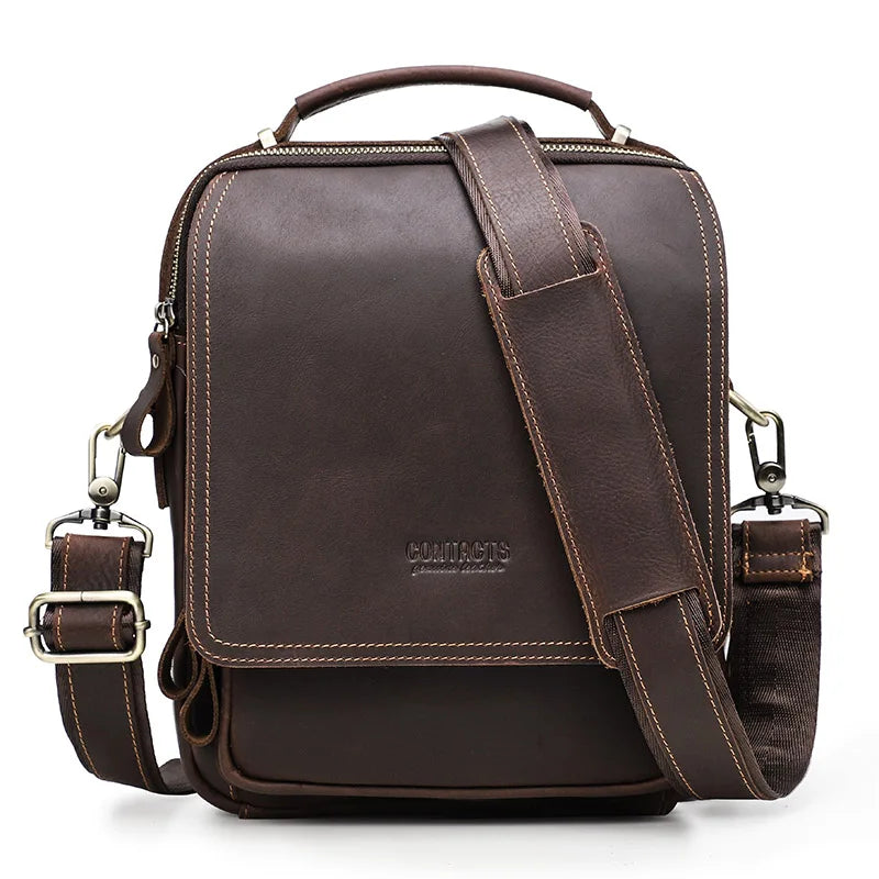 Vintage Messenger Bag i Crazy Horse-skinn – Crossbody Veske til Herre for 10,5” iPad