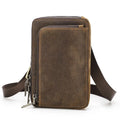 Skulderveske i Vintage Skinn til Herre – Kompakt Mobilveske med Crossbody-design