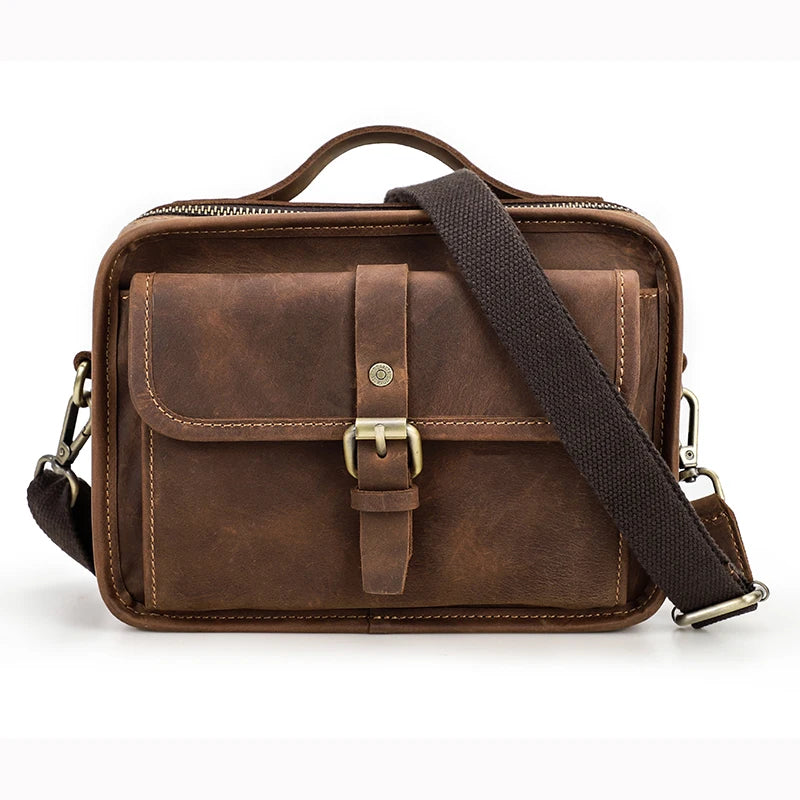 Crazy Horse Skinnveske til Herre – Kompakt Crossbody Bag for 7.9” iPad