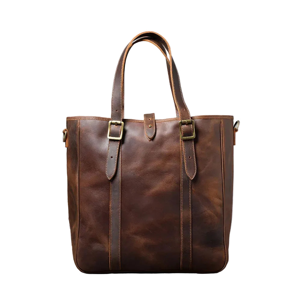 Vintage Dokumentveske i Ekte Skinn – Unisex Laptopveske i Kuskinn 14”