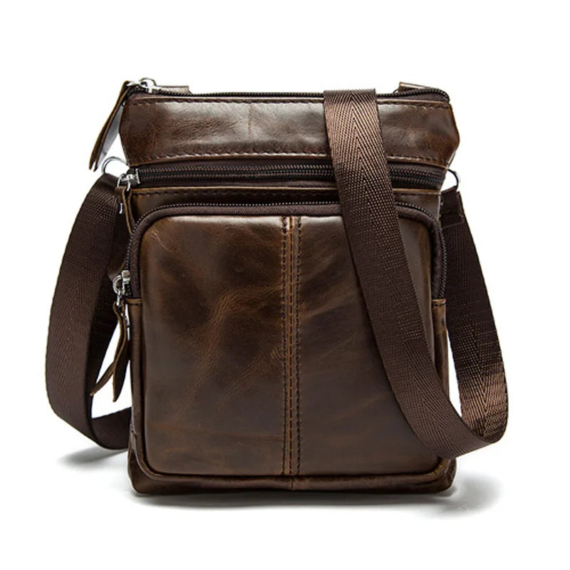 Liten Messenger Bag i Ekte Skinn for Herre – Vintage Crossbody Skulderveske
