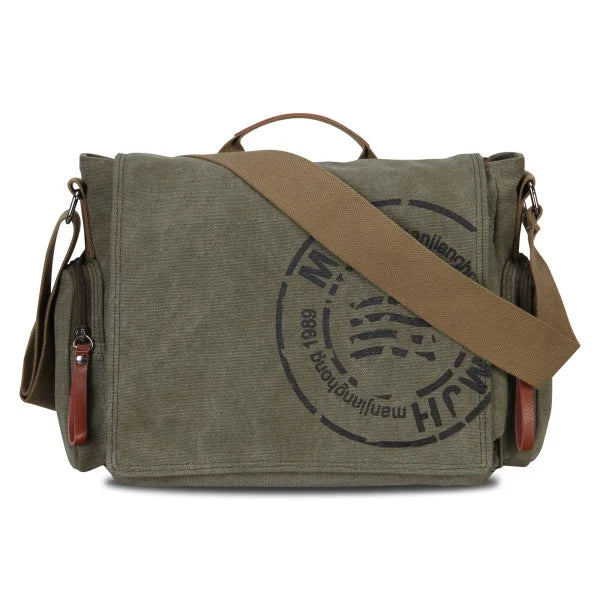 Vintage Canvas Messenger Bag – Skulderveske for Menn til Jobb, Reise og Hverdag