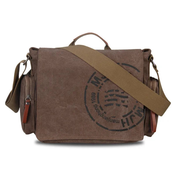 Vintage Canvas Messenger Bag – Skulderveske for Menn til Jobb, Reise og Hverdag