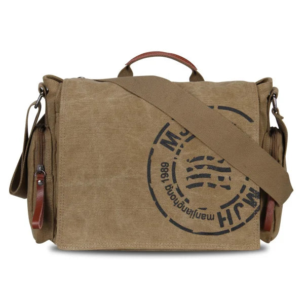 Vintage Canvas Messenger Bag – Skulderveske for Menn til Jobb, Reise og Hverdag