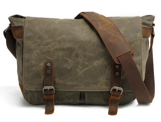 Canvas Messenger Bag til Herre – Vintage Skulderveske i Vokset Canvas