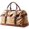 Vintage Weekendbag i Vokset Canvas og Skinn – Stor Reisebag for Håndbagasje