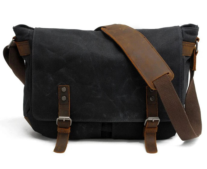 Canvas Messenger Bag til Herre – Vintage Skulderveske i Vokset Canvas