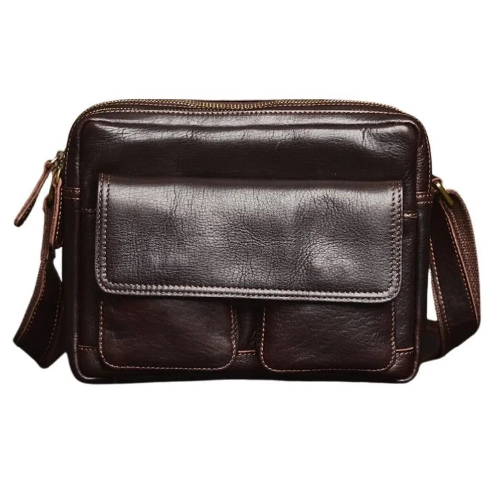 Vintage Skulderveske i Ekte Skinn – Stilren Crossbody Veske til Hverdagsbruk