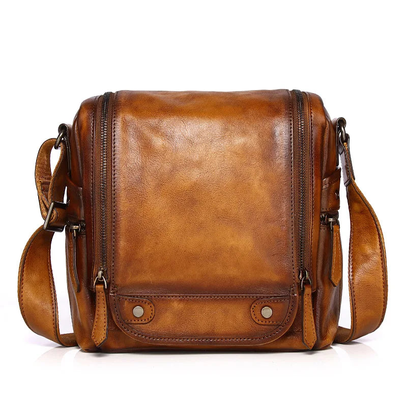 Vintage Skulderveske i Ekte Skinn – Crossbody Veske i Førstelags Kuskinn