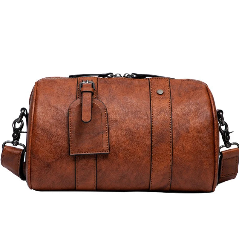 Retro Skulderveske i Ekte Skinn – Minimalistisk Crossbody Veske i Vegetabilsk Garvet Skinn