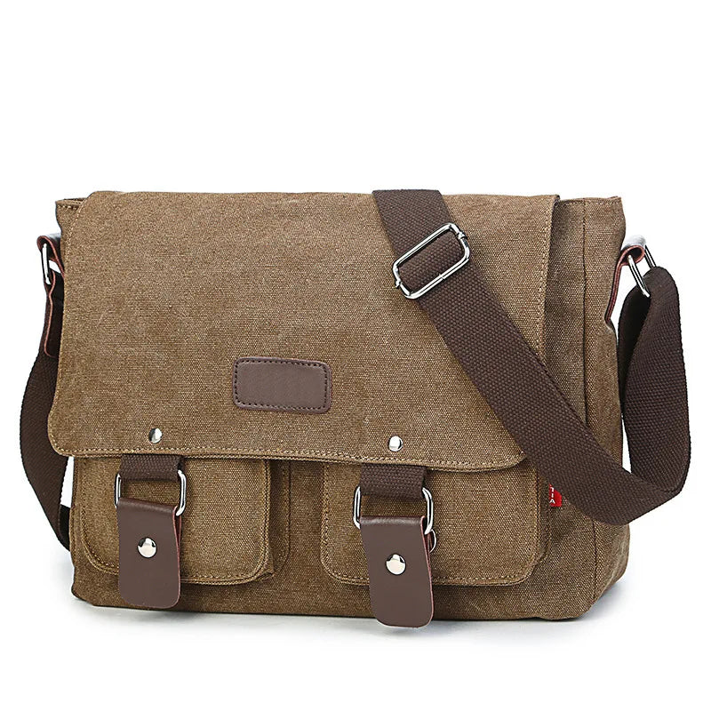 Vintage Canvas Messenger Bag til Herre – Casual Crossbody Veske for Reise og Hverdag