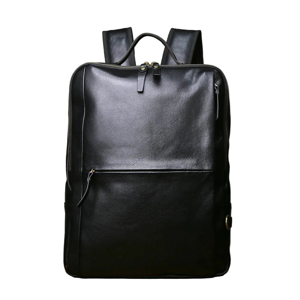 Vintage Ryggsekk i Ekte Toppnarvet Skinn – Stor Laptopsekk til Herre 17”