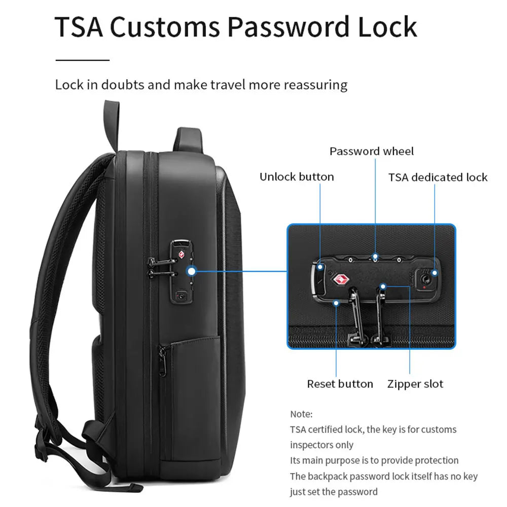 Reisesekk til Herre | Vanntett Laptopryggsekk med USB-port og Utvidbar Kapasitet