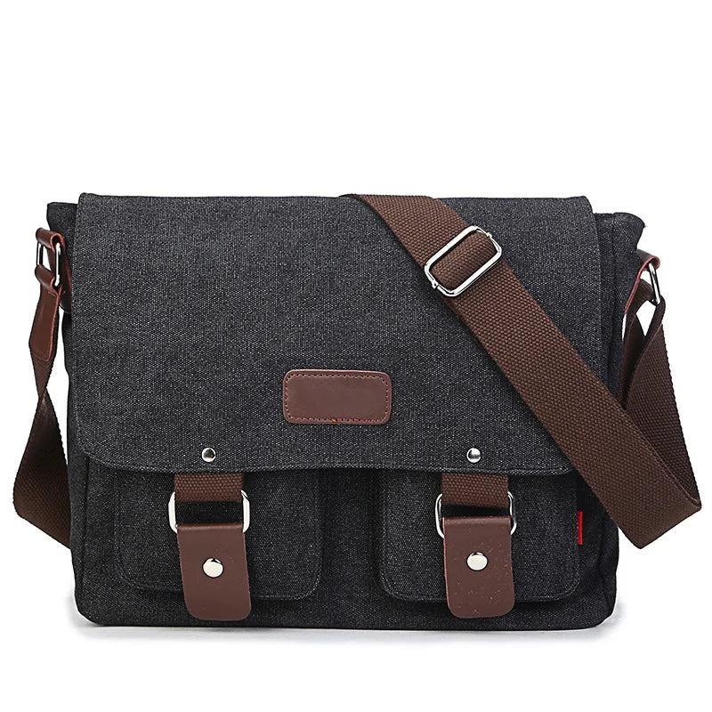 Vintage Canvas Messenger Bag til Herre – Casual Crossbody Veske for Reise og Hverdag