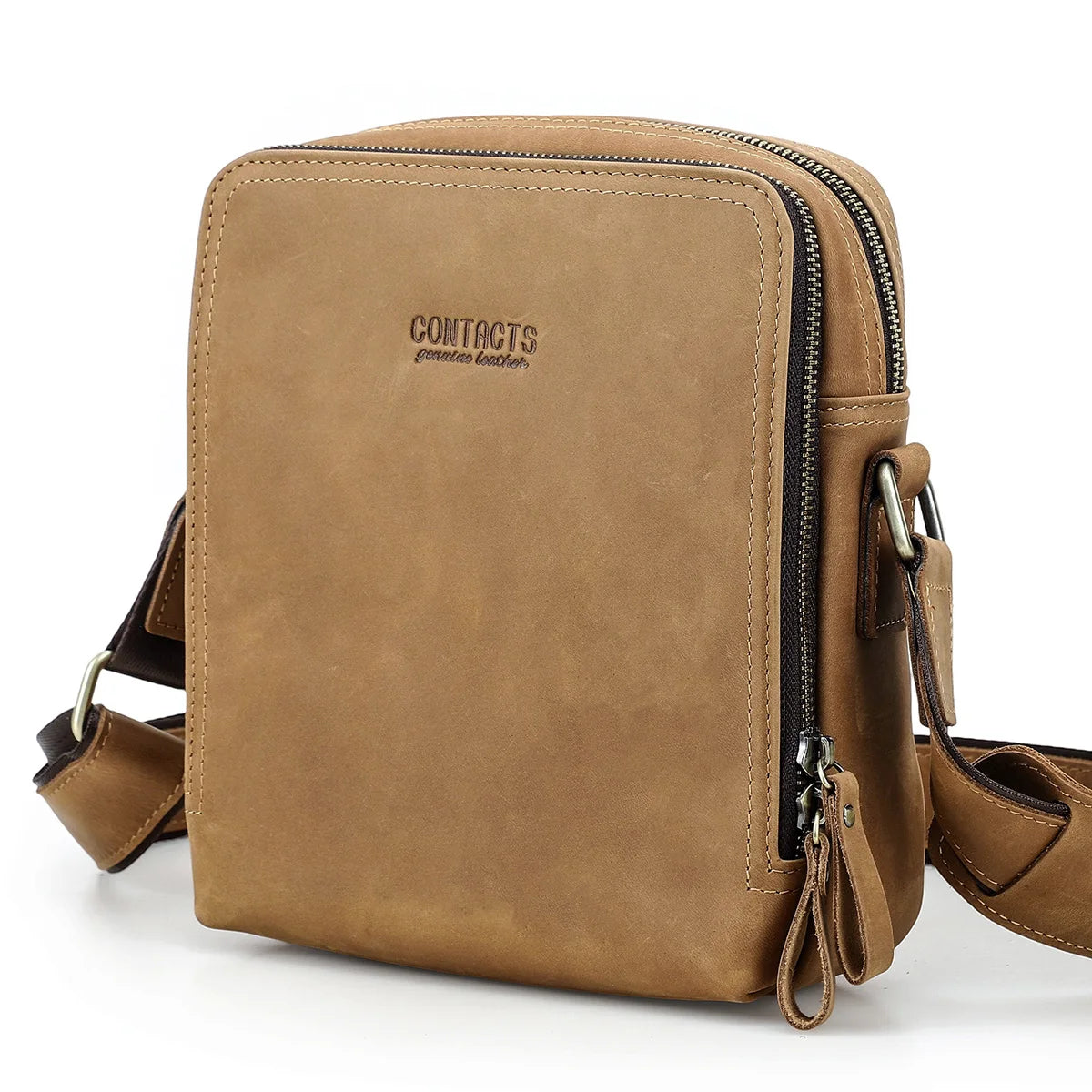 Vintage Skulderveske i Ekte Skinn – Klassisk Messenger Bag for Menn