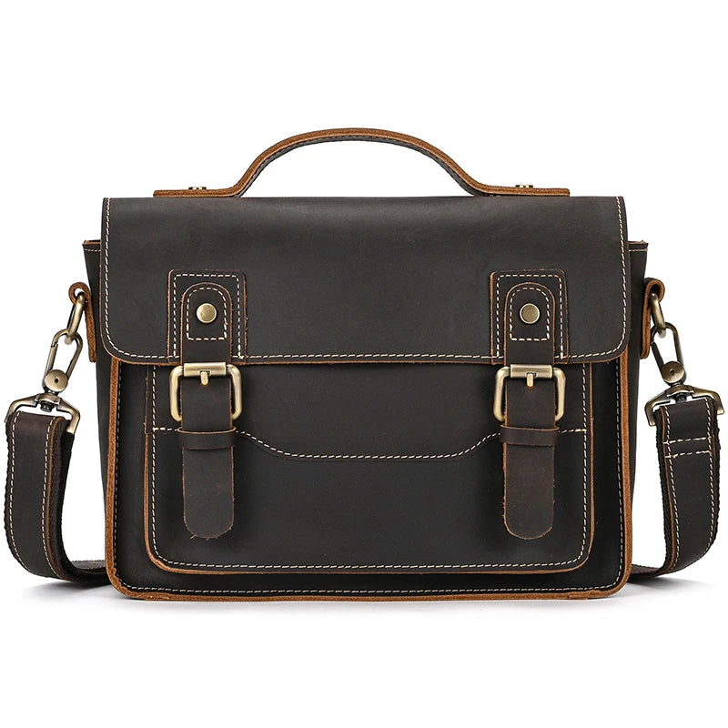 Vintage Sling Bag i Crazy Horse-skinn til Herre – Kompakt Messenger Veske