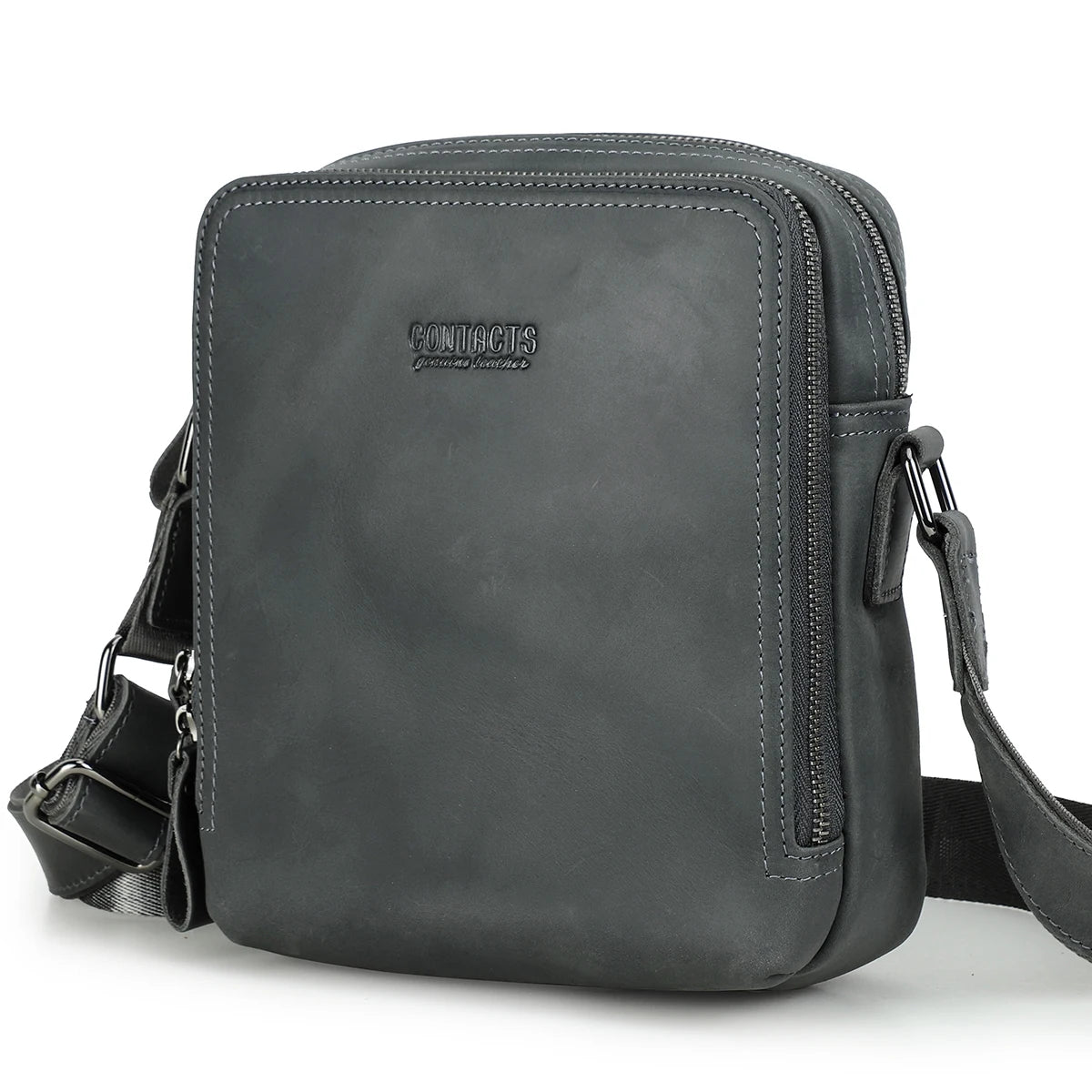 Vintage Skulderveske i Ekte Skinn – Klassisk Messenger Bag for Menn
