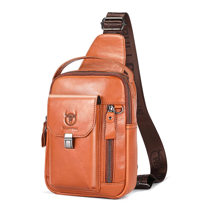 Skulderveske i Ekte Skinn – Kompakt Crossbody Veske med Tyverisikring