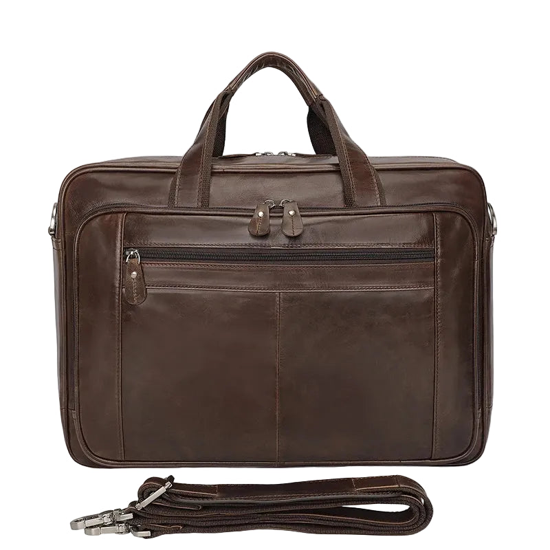 Skinn Dokumentveske til Herre – 17” Laptopveske i Crazy Horse Lær for Jobb og Business