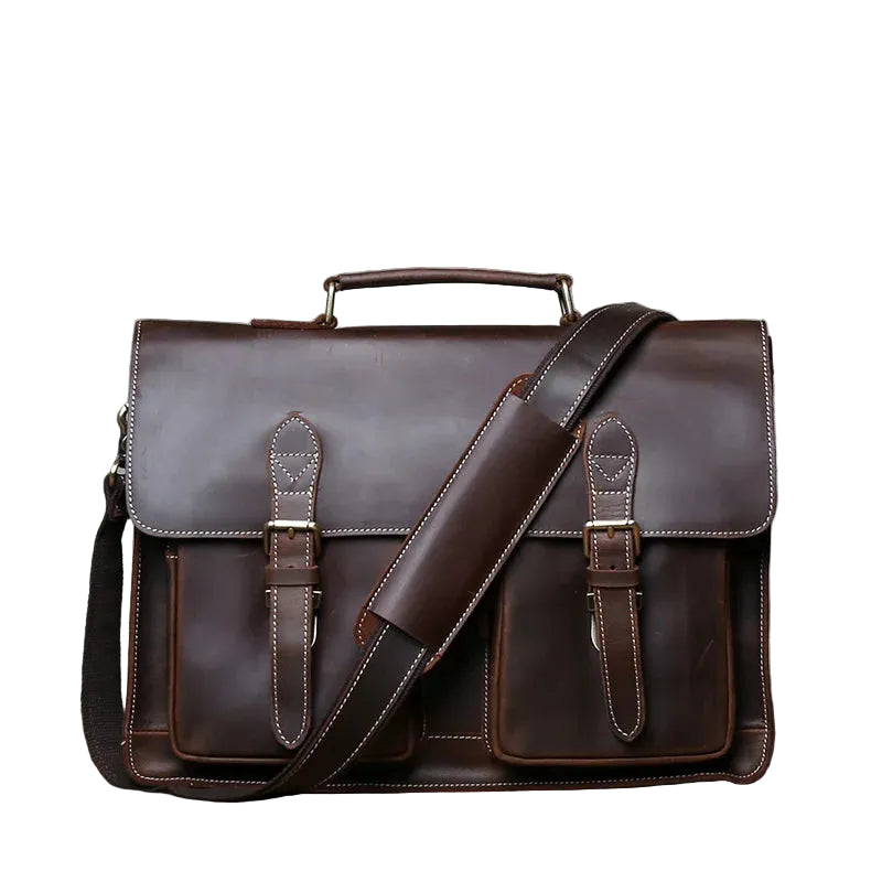 Skinn Messenger Bag til Herre – Crazy Horse Leather Laptopveske