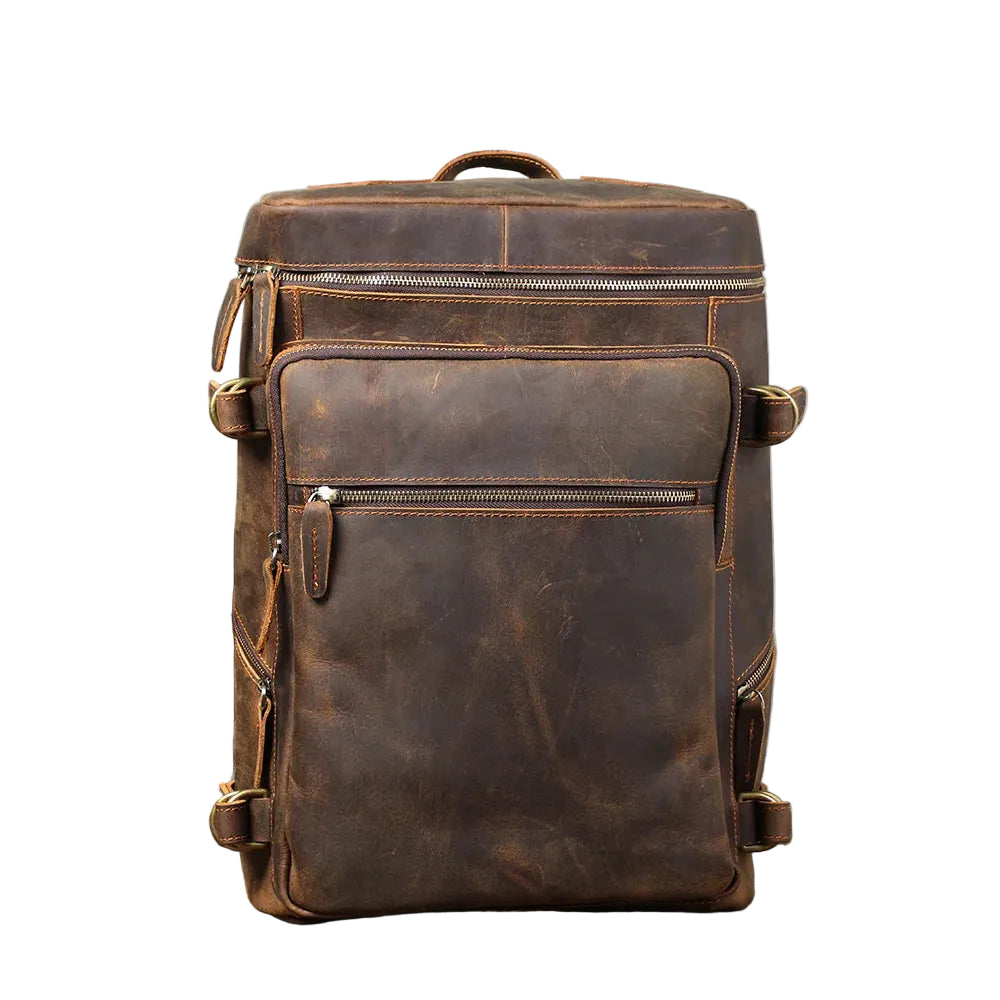 Vintage Ryggsekk i Crazy Horse-skinn – Laptop- og Reiseveske til Herre