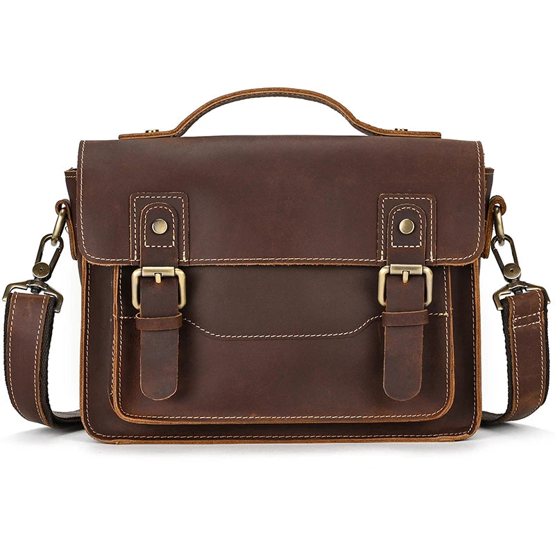 Vintage Sling Bag i Crazy Horse-skinn til Herre – Kompakt Messenger Veske
