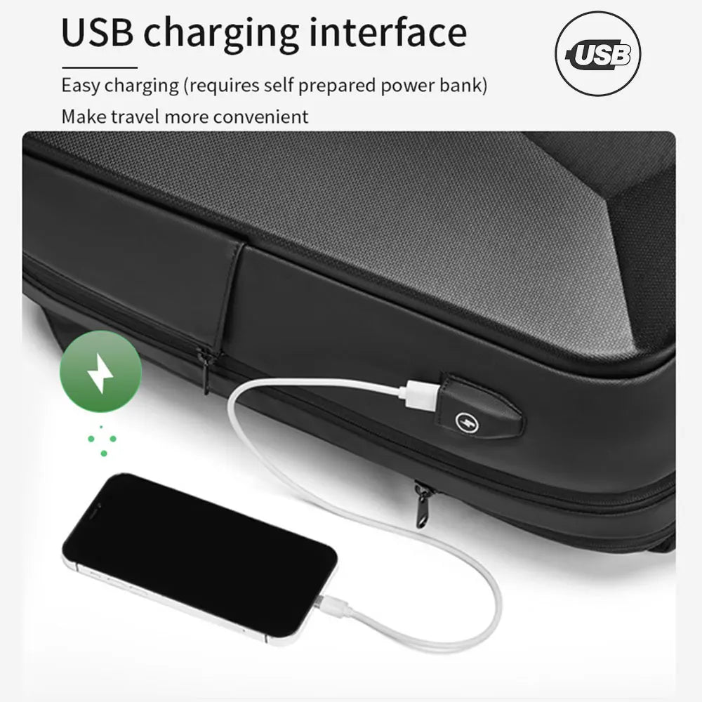 Reisesekk til Herre | Vanntett Laptopryggsekk med USB-port og Utvidbar Kapasitet
