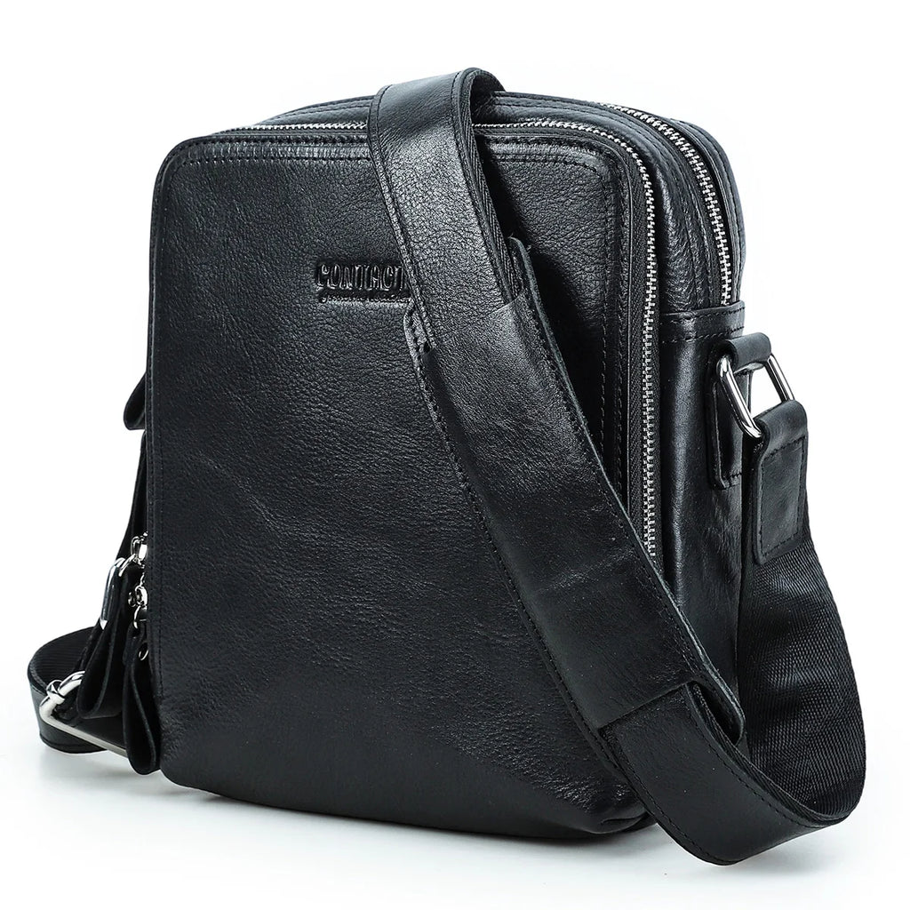 Vintage Skulderveske i Ekte Skinn – Klassisk Messenger Bag for Menn