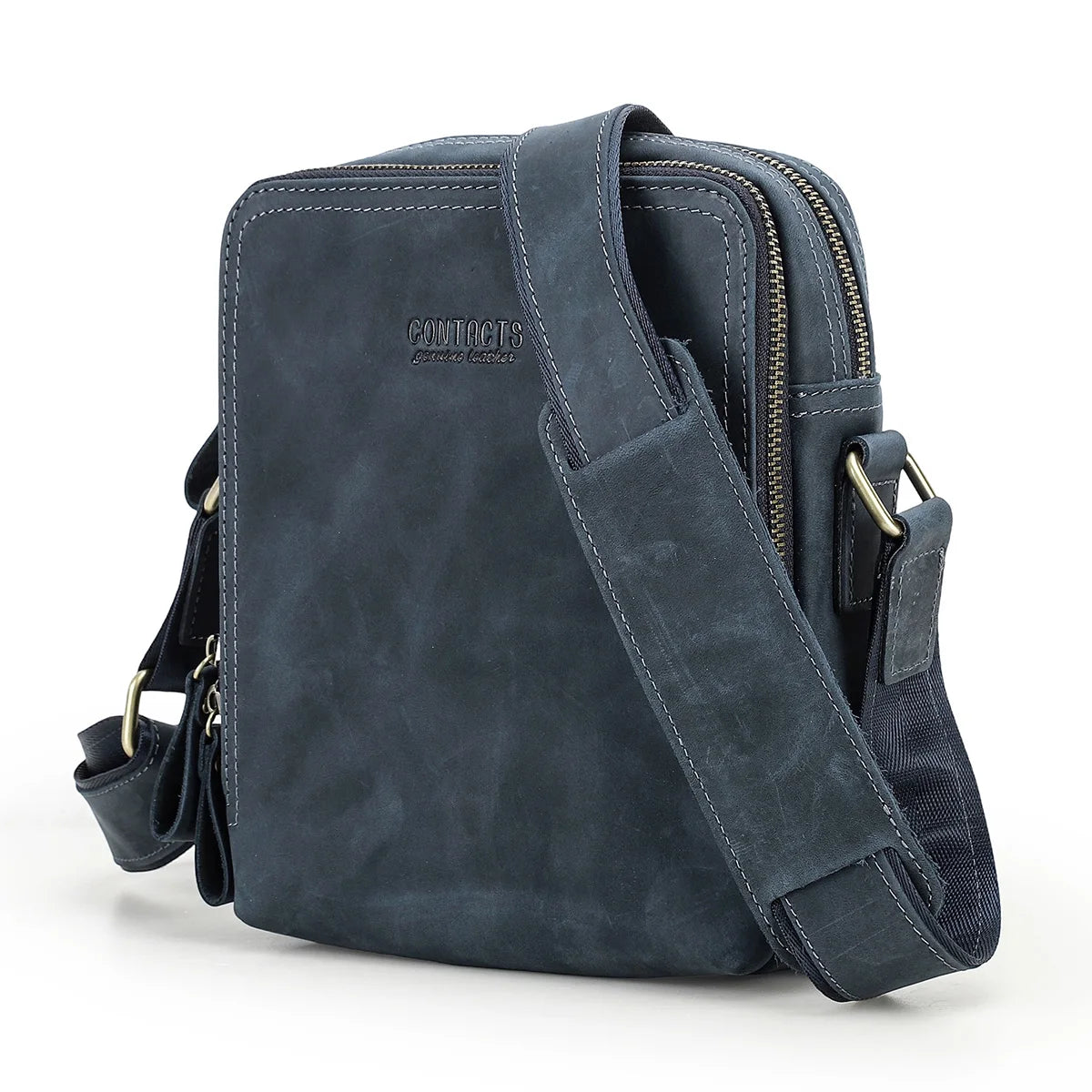 Vintage Skulderveske i Ekte Skinn – Klassisk Messenger Bag for Menn