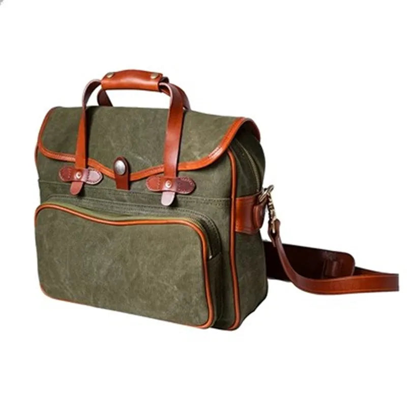 Canvas og Skinn Messenger Bag til Herre – Luksuriøs Skulderveske for Hverdag og Reise