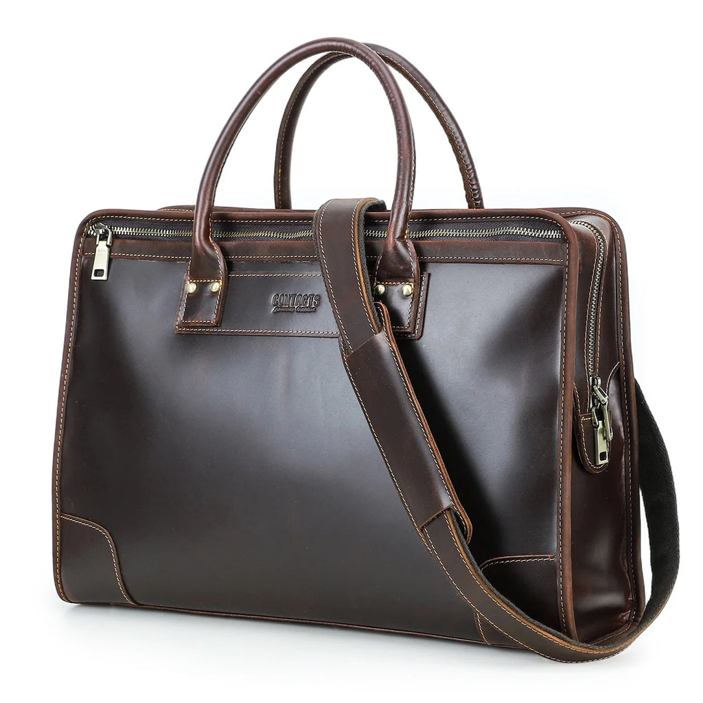 Businessveske i Ekte Skinn – Elegant Laptopveske 14" for Jobb og Kontor