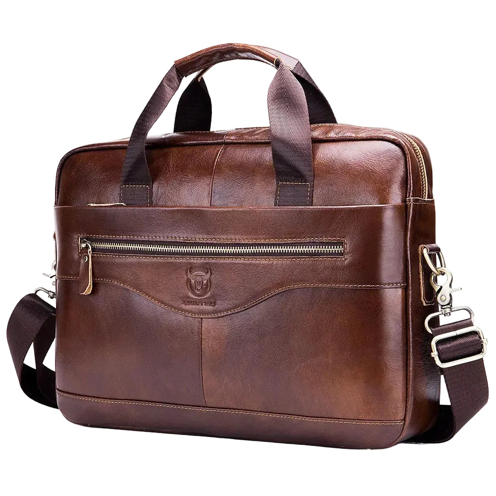 Herreveske i Kuskinn – Retro Dokumentmappe og Messenger Bag med Stor Kapasitet