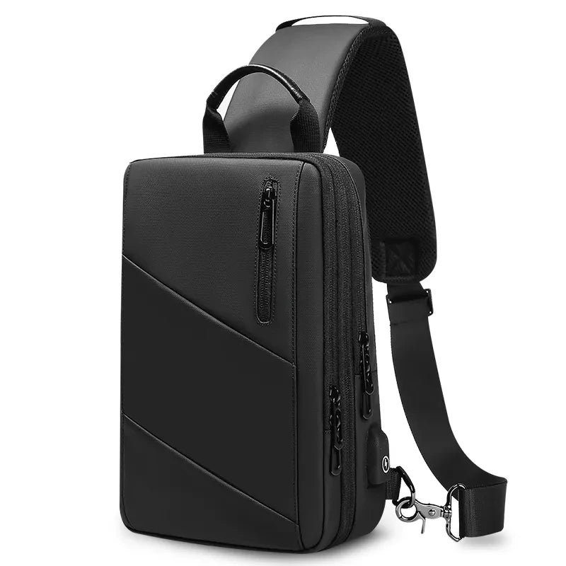 Crossbody Brystveske med USB-Ladeport – Vannavvisende Skulderveske for Herre