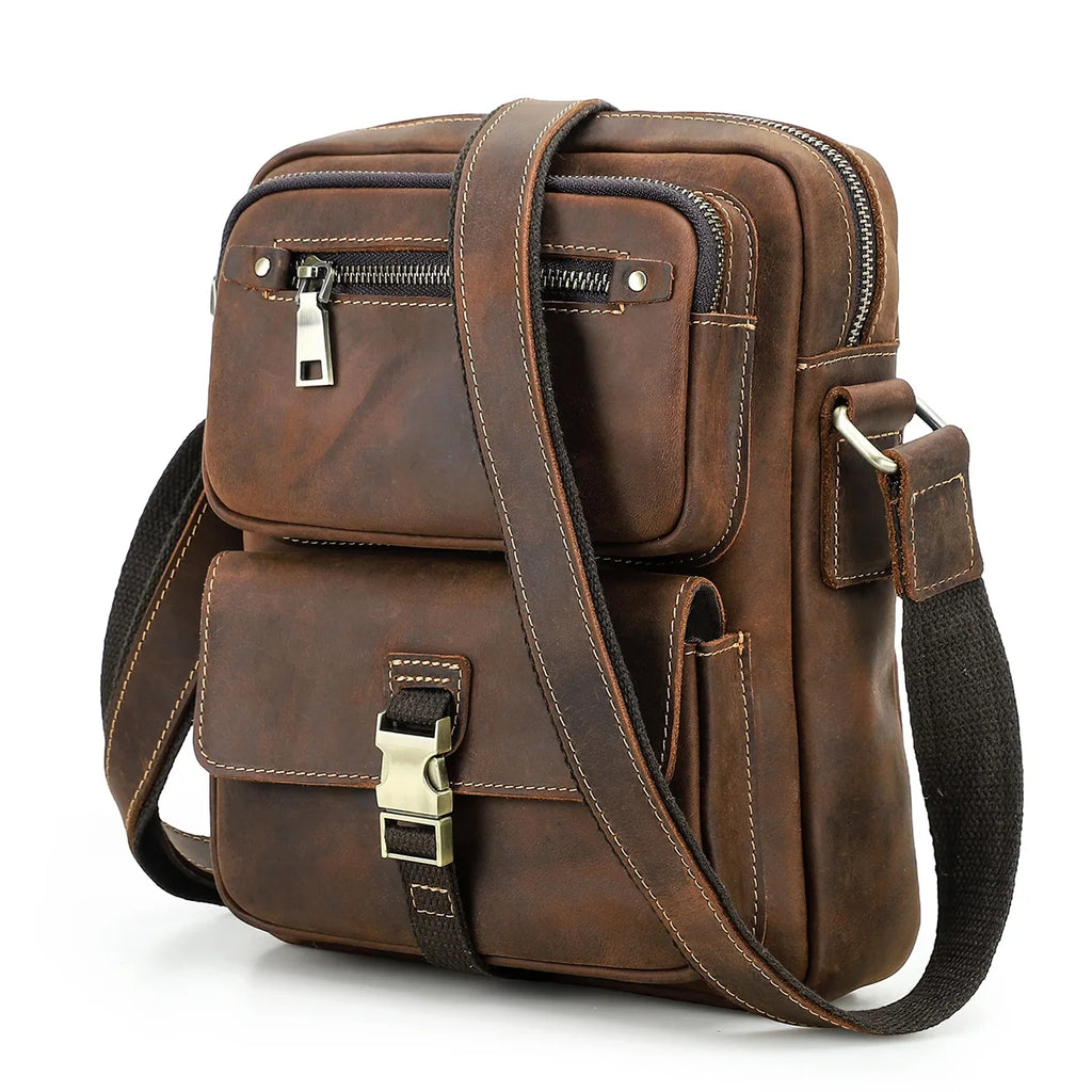 Crossbody Veske i Ekte Skinn for Herre – Messenger Bag med Plass til 11" iPad Pro