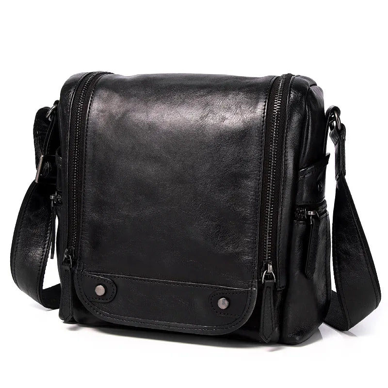 Vintage Skulderveske i Ekte Skinn – Crossbody Veske i Førstelags Kuskinn