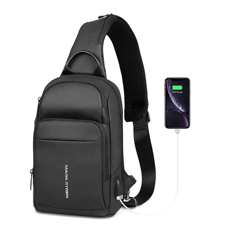Tyverisikker Sling Bag til Herre – Vanntett Skulderveske med Plass til 9,7” iPad