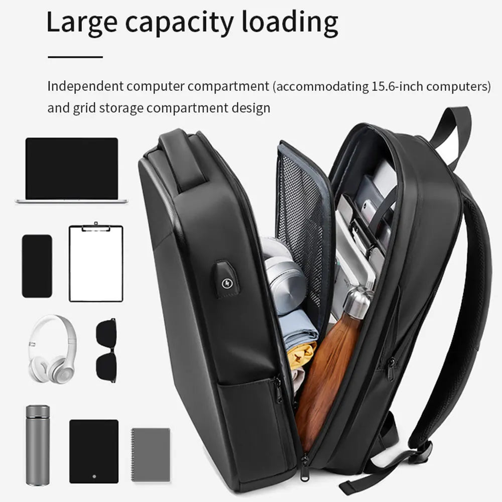 Reisesekk til Herre | Vanntett Laptopryggsekk med USB-port og Utvidbar Kapasitet