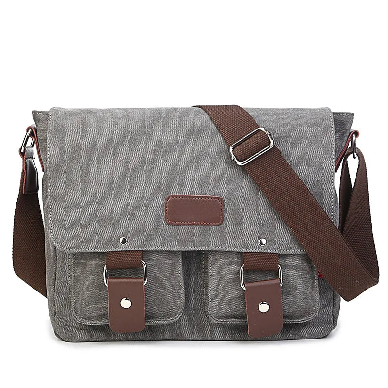 Vintage Canvas Messenger Bag til Herre – Casual Crossbody Veske for Reise og Hverdag